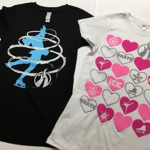 2 New Figure Ice Skating Tee T-Shirts Girl M